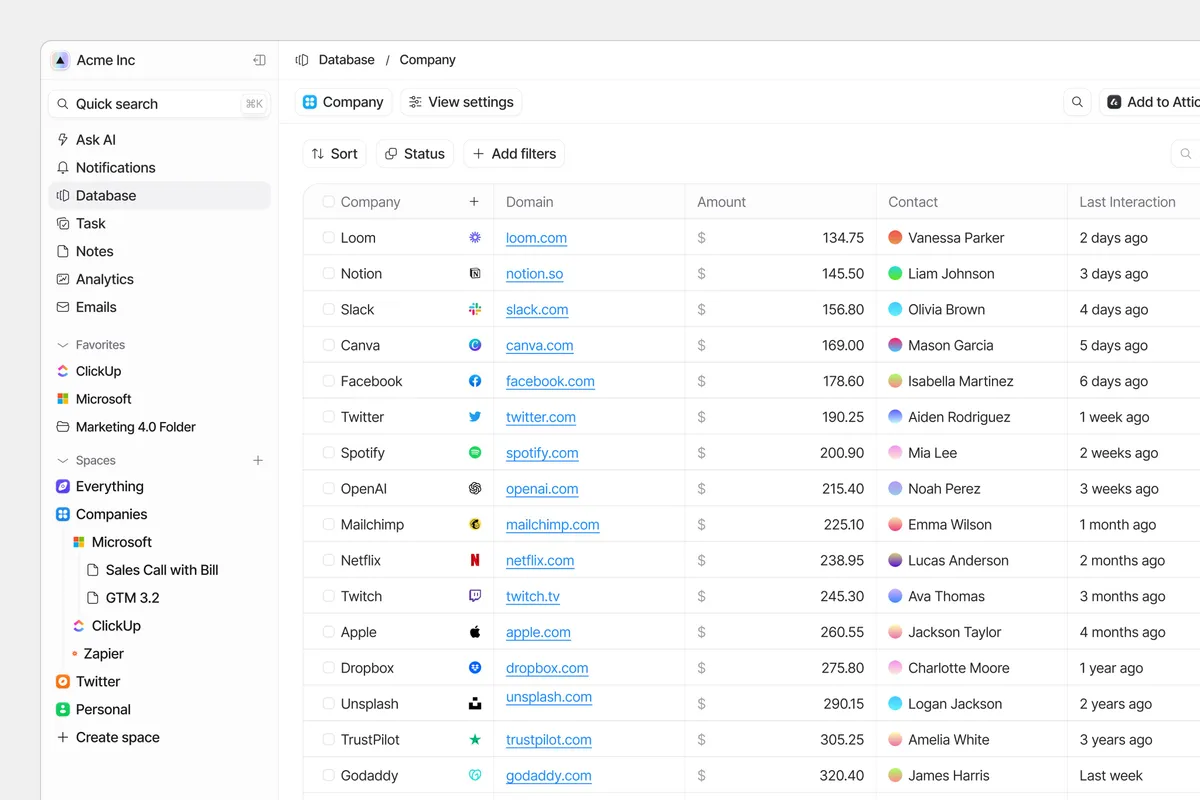 Interfaz CRM moderna e intuitiva